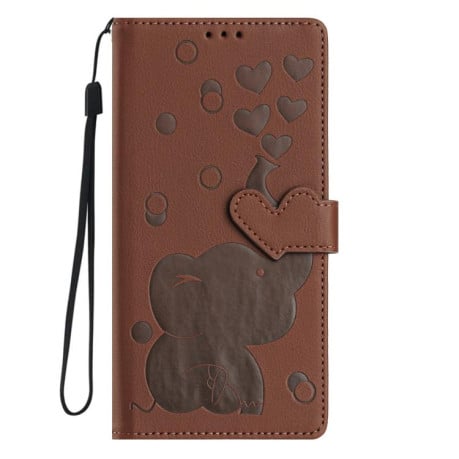 Чохол-книжка Cartoon Elephant Embossed Leather для Xiaomi Redmi A4 5G - коричневий