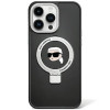 Оригинальный чехол Karl Lagerfeld Ring Stand Karl Choupette MagSafe для iPhone 15 Pro - black(KLHMP15XHMRSKHK)