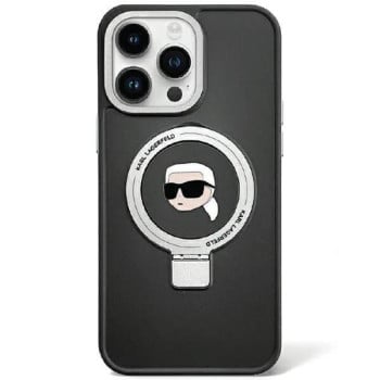 Оригинальный чехол Karl Lagerfeld Ring Stand Karl Choupette MagSafe для iPhone 15 Pro Max - black(KLHMP15XHMRSKHK)