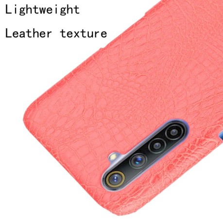 Ударопрочный чехол Crocodile Texture на Realme 6 - красный