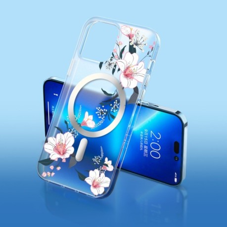 Противоударный чехол Flower Frosted MagSafe для iPhone 14 Pro Max - Lily