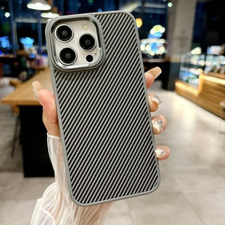 Противоударный чехол Carbon Fiber Texture (MagSafe) для iPhone 16 Pro - серый