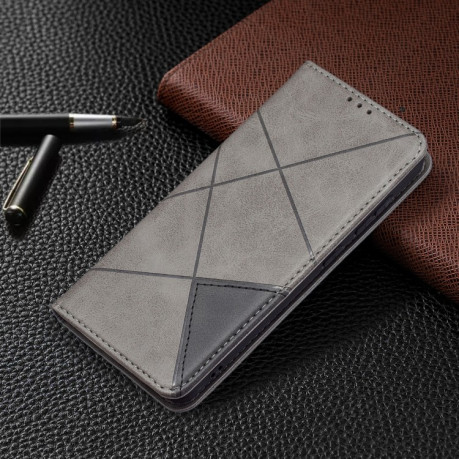 Чехол-книжка Rhombus Texture на Samsung Galaxy S21 FE - серый