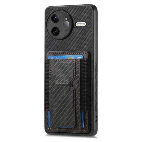 Противоударний чехол Carbon Fiber Card Bag для Xiaomi Poco F7 Ultra - чорний