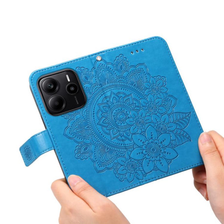 Чохол-книжка 7-petal Flowers Embossing для Redmi Note 14 4G 164.84mm - синій