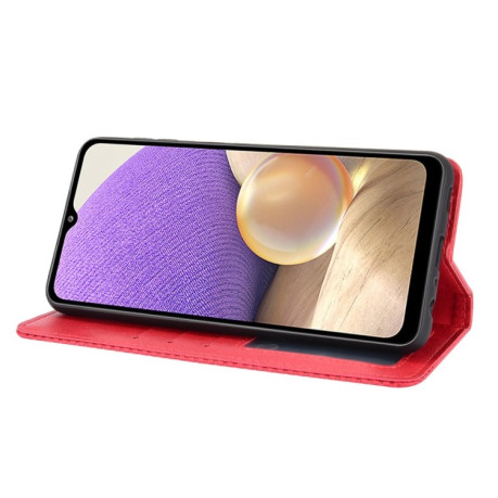 Чехол-книжка Magnetic Buckle Retro на Samsung Galaxy A32 5G- красный