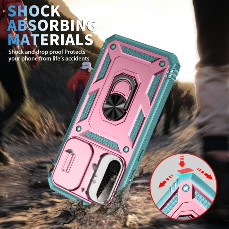 Противоударный чехол Sliding Camshield для Samsung Galaxy A56 5G - Pink+Green