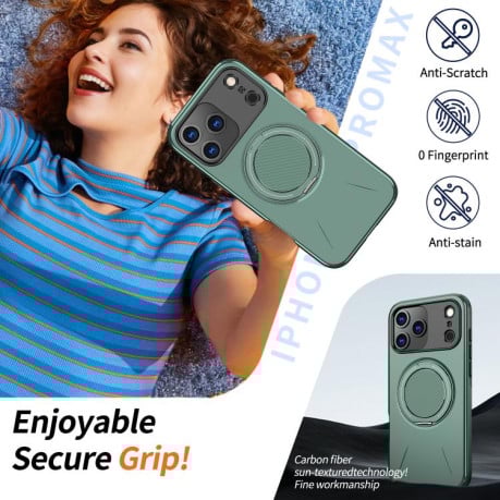 Протиударний чохол Kalebol з MagSafe та підставкою на iPhone 17 Pro Max - сіро-зелений