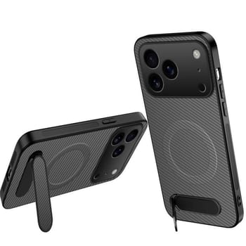 Магнітний чохол Wanlonfeng зі підставкою та карбоновою текстурою на iPhone 18 Pro — сірий