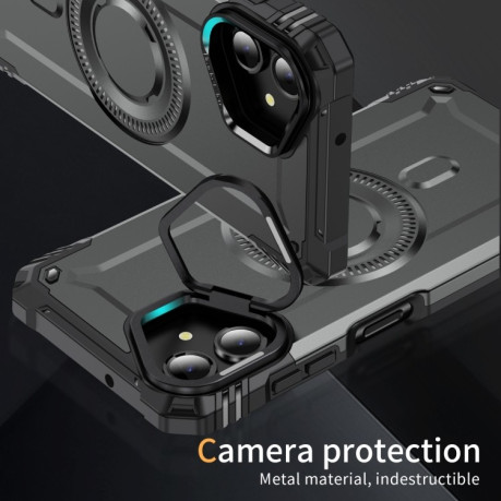 Противоударный чехол MagSafe Lens Holder PC Hybrid TPU для Samsung Galaxy A06 - серый
