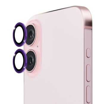 Защитное стекло на камеру ENKAY 9H Aluminium для iPhone 16/16 Plus - синее