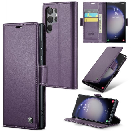 Чохол-книжка CaseMe 023 Butterfly Buckle Litchi RFID Anti-theft Leather для Samsung Galaxy S24 Ultra - фіолетовий