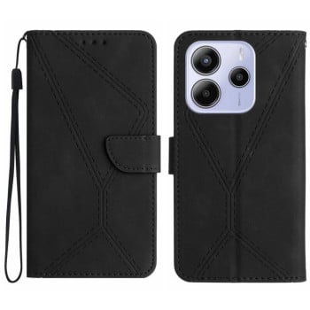Чохол-книжка Stitching Embossed Leather для Xiaomi Redmi Note 14 4G 164.84mm - чорний