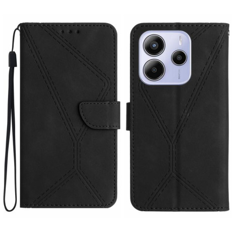 Чехол-книжка Stitching Embossed Leather для Xiaomi Redmi Note 14 4G 164.84mm - черный