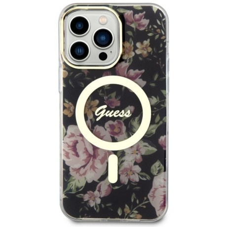 Оригінальний чохол Guess Flower MagSafe для iPhone 14 Pro Max - black