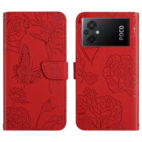 Чохол-книжка Skin Feel Butterfly Embossed Xiaomi Poco M5 4G/5G/M4 5G - червоний