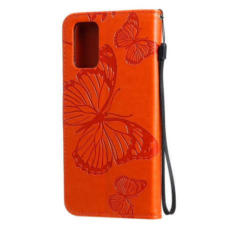 Чехол-книжка Pressed Printing Butterfly Pattern на Samsung Galaxy S20 Ultra-оранжевый