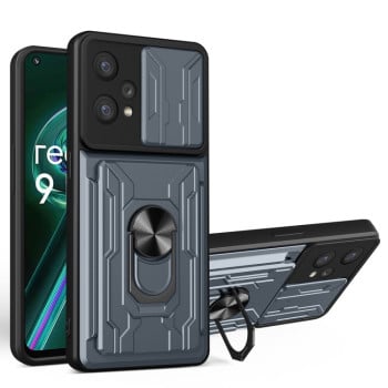 Чехол со шторкой на камеру Sliding Camshield и подставкой на Realme 9 Pro Plus/ Realme 9 4G - серый
