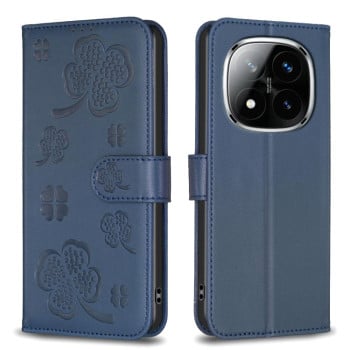 Чехол-книжка Four-leaf Clasp Embossed на Redmi Note 14 Pro 4G - синий