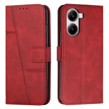 Чохол-книжка з прострочкою та фактурою Calf на Xiaomi Poco X7 Pro - червоний