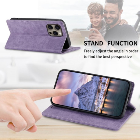 Чехол-книжка Business Solid Color Magnetic RFID Leather на iPhone 16 Pro Max - фиолетовый