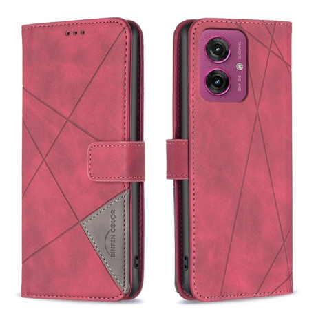 Чохол-книжка Rhombus Texture для Motorola Moto G55 - червоний