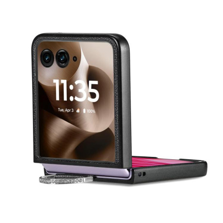 Противоударний чехол Litchi Texture на Motorola Razr 60 Ultra - чорний
