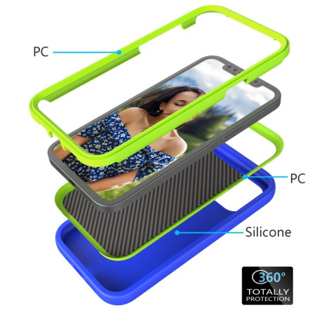 Противоударный чехол Wave Pattern 3 in 1 на iPhone 12 Mini - синий
