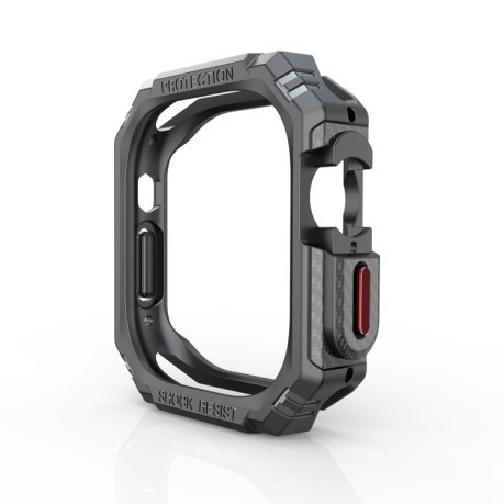 Противоударная накладка Carbon Fiber Contrast Color для Apple Watch Ultra 49mm - черно-красная
