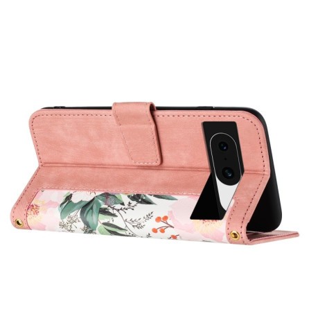 Чехол-книжка Floral Pattern Leather для Google Pixel 8a - розовый