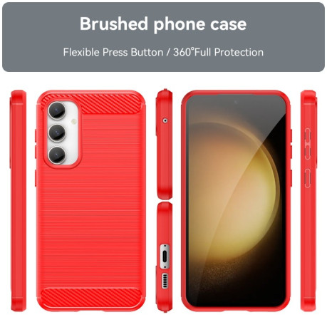 Противоударный чехол Brushed Texture Carbon Fiber на Samsung Galaxy S23 FE - красный