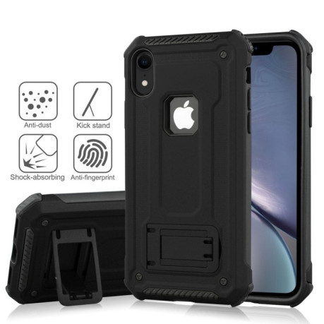 Противоударный чехол с держателем Armor Protective Case на iPhone XR-черный