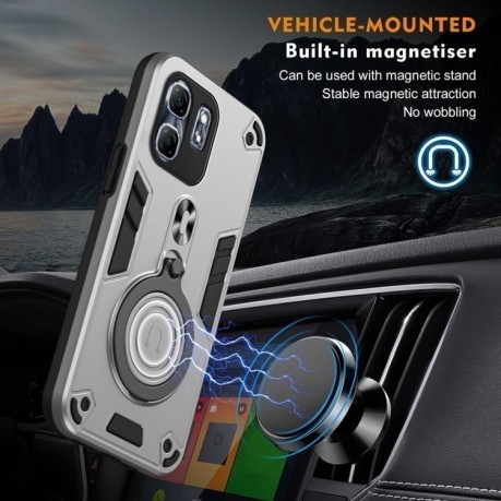 Ударозащитный чехол Metal Ring Holder 360 Degree Rotating на Infinix Hot 50i / Smart 9 - серый