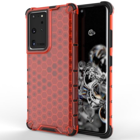 Противоударный чехол Honeycomb на Samsung Galaxy S21 Ultra - красный