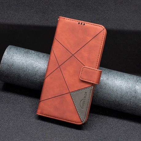 Чехол-книжка Rhombus Texture для Xiaomi Redmi Note 12 4G - коричневый