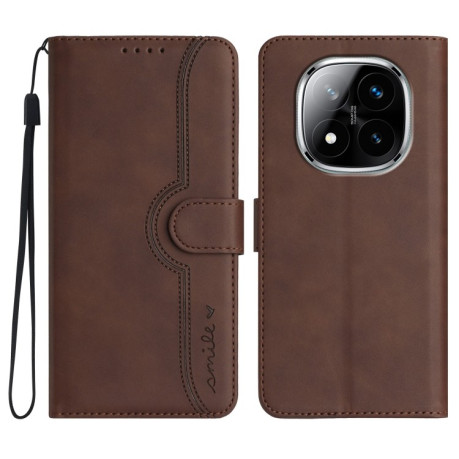 Чохол-книжка Skin Feel Heart Amile для Xiaomi Redmi Note 14 Pro+ 5G - коричневий