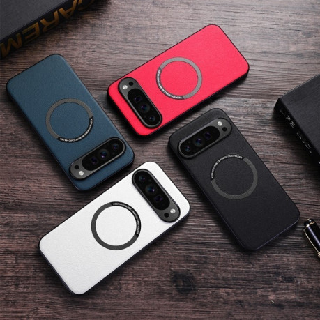 Чохол Magsafe Magnetic Ring Leather Texture для Google Pixel 9 - чорний
