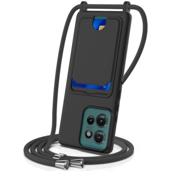 Силиконовый чехол Integrated Card Bag Solid Color Liquid Silicone на Motorola Edge 50 - черный