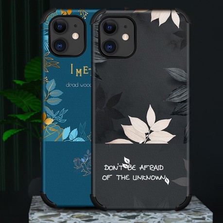 Противоударный чехол Flowers Series для iPhone 12 / 12 Pro - черный