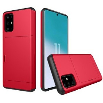 Протиударний чохол Rugged Armor із слотом для кредитної картки на Samsung Galaxy S20 Ultra-червоний