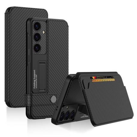 Чохол-книжка GKK Flip Wallet Leather  для Samsung Galaxy S25 5G - карбоновий