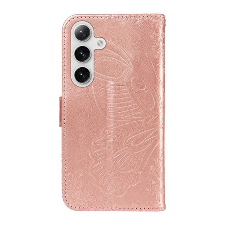 Чохол-книжка Swallowtail Butterfly Embossed Leather  для Samsung Galaxy S25+ / S24+ 5G - рожеве золото
