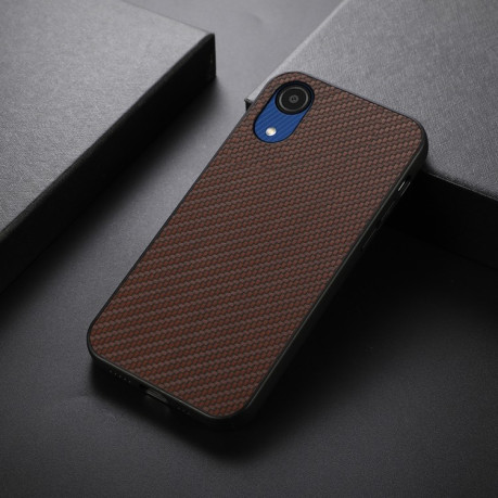 Противоударный чехол Carbon Fiber Skin для Samsung Galaxy A03 Core  - коричневый
