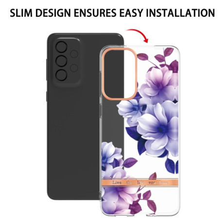 Противоударный чехол Flowers and Plants Series для Samsung Galaxy A33 5G - Purple Begonia