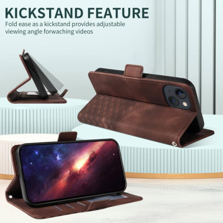 Чехол-книжка Embossed Rhombus Starry Leather для Xiaomi Redmi Note 14 4G 164.84mm - коричневый