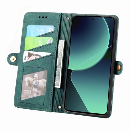 Чехол-книжка Geometric Embossed для Xiaomi 13T / 13T Pro 5G - зеленый