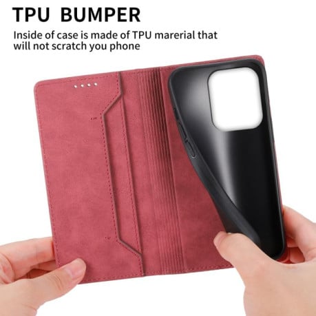 Чохол-книжка Business Solid Color із захистом від сканування RFID на Xiaomi Redmi 15C 5G / 4G EU 173mm / Poco C85 5G - червоний
