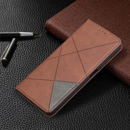 Чехол-книжка Rhombus Texture на Samsung Galaxy A03s - коричневый