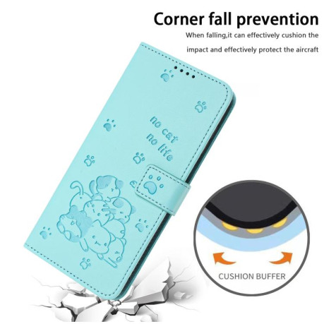 Чехол-книжка Embossed Kitten Phone Leather для Xiaomi Redmi A5 4G / Poco C71 - зеленый