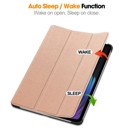 Чохол Custer Texture Three-folding Sleep/Wake-up для Xiaomi Pad 7/7 Pro- чорний - рожеве золото